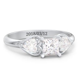 1/2 ct. Princess Gemstone Engagement Ring with Heart Stones