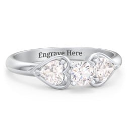 1/4 ct. Round Gemstone Engagement Ring with Heart Stones