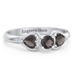 1/4 ct. Round Gemstone Engagement Ring with Heart Stones