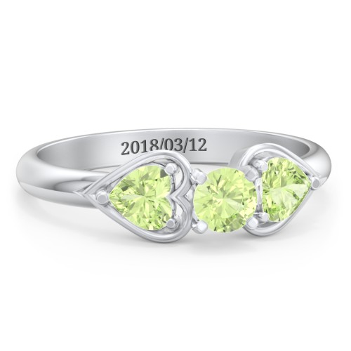 1/4 ct. Round Gemstone Engagement Ring with Heart Stones