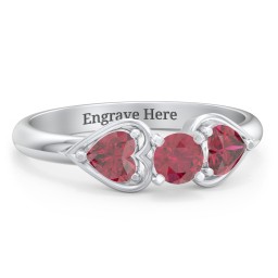 1/4 ct. Round Gemstone Engagement Ring with Heart Stones in 925 Sterling Silver with Ruby