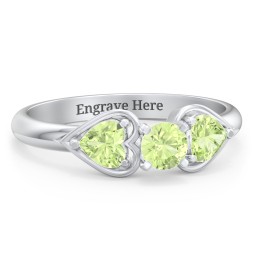 1/4 ct. Round Gemstone Engagement Ring with Heart Stones in 925 Sterling Silver with Peridot