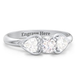 1/4 ct. Round Gemstone Peek-A-Boo Engagement Ring with Heart Stones