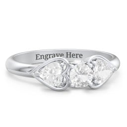 1/4 ct. Round Gemstone Peek-A-Boo Engagement Ring with Heart Stones