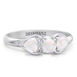1/4 ct. Round Gemstone Peek-A-Boo Engagement Ring with Heart Stones