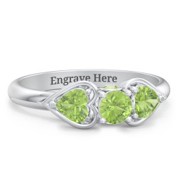 1/4 ct. Round Gemstone Peek-A-Boo Engagement Ring with Heart Stones in 925 Sterling Silver with Peridot
