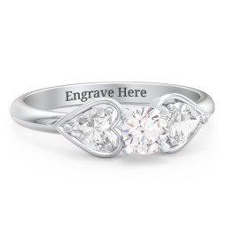 1/3 ct. Round Gemstone Engagement Ring with Heart Stones