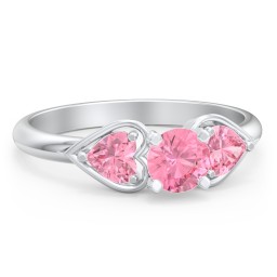 1/2 ct. Round Gemstone Engagement Ring with Heart Stones