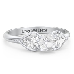 1/2 ct. Round Gemstone Engagement Ring with Heart Stones