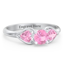 1/2 ct. Round Gemstone Engagement Ring with Heart Stones