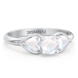 1/2 ct. Round Gemstone Engagement Ring with Heart Stones