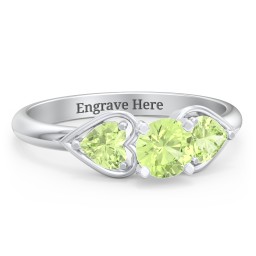 1/2 ct. Round Gemstone Engagement Ring with Heart Stones in 925 Sterling Silver with Peridot