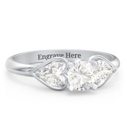 1/2 ct. Round Gemstone Peek-A-Boo Engagement Ring with Heart Stones