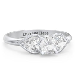 1/2 ct. Round Gemstone Peek-A-Boo Engagement Ring with Heart Stones