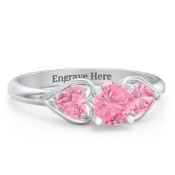 1/2 ct. Round Gemstone Peek-A-Boo Engagement Ring with Heart Stones in 925 Sterling Silver with Pink Tourmaline