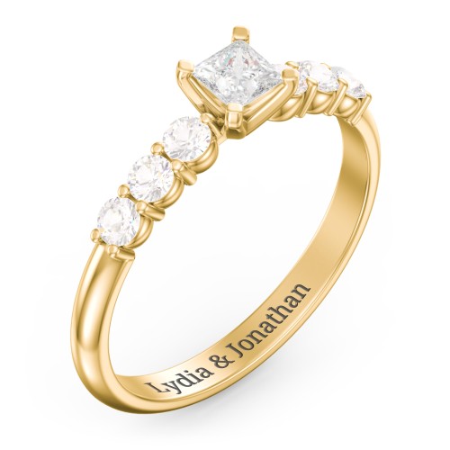 1/4 ct. Princess Gemstone Engagement Ring with Side Gemstones