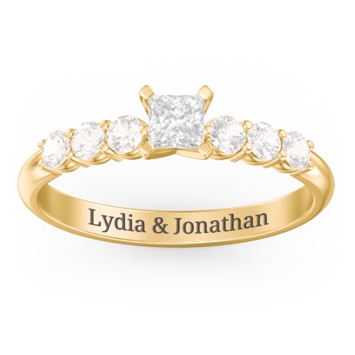 1/4 ct. Princess Gemstone Engagement Ring with Side Gemstones