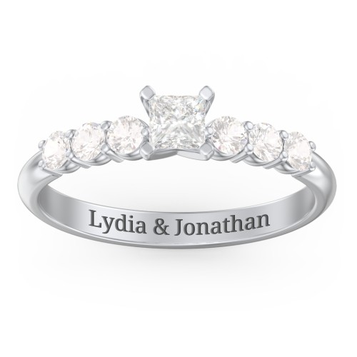 1/4 ct. Princess Gemstone Engagement Ring with Side Gemstones