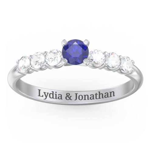 1/4 ct. Round Gemstone Engagement Ring with Side Gemstones