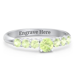 1/4 ct. Round Gemstone Engagement Ring with Side Gemstones in 925 Sterling Silver with Peridot