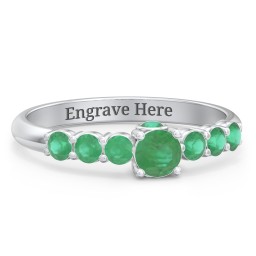 1/4 ct. Round Gemstone Peek-A-Boo Engagement Ring with Side Gemstones in 925 Sterling Silver with Emerald