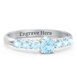 1/4 ct. Round Gemstone Peek-A-Boo Engagement Ring with Side Gemstones in 925 Sterling Silver with Blue Topaz