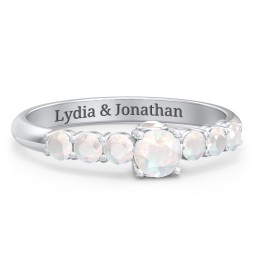 1/4 ct. Round Gemstone Peek-A-Boo Engagement Ring with Side Gemstones