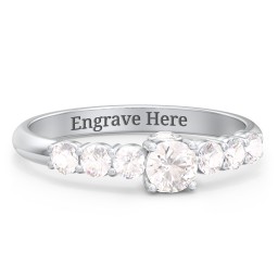 1/4 ct. Round Gemstone Peek-A-Boo Engagement Ring with Side Gemstones in 925 Sterling Silver with Cubic Zirconia