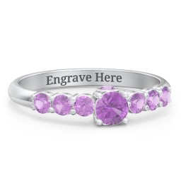 1/4 ct. Round Gemstone Peek-A-Boo Engagement Ring with Side Gemstones in 925 Sterling Silver with Amethyst