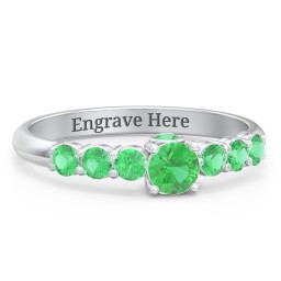 1/4 ct. Round Gemstone Peek-A-Boo Engagement Ring with Side Gemstones in 925 Sterling Silver with Emerald