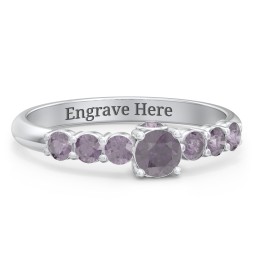 1/4 ct. Round Gemstone Peek-A-Boo Engagement Ring with Side Gemstones in 925 Sterling Silver with Alexandrite