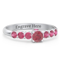 1/4 ct. Round Gemstone Peek-A-Boo Engagement Ring with Side Gemstones in 925 Sterling Silver with Ruby