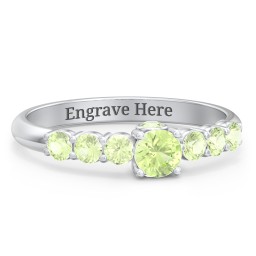 1/4 ct. Round Gemstone Peek-A-Boo Engagement Ring with Side Gemstones in 925 Sterling Silver with Peridot
