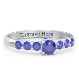 1/4 ct. Round Gemstone Peek-A-Boo Engagement Ring with Side Gemstones in 925 Sterling Silver with Blue Sapphire