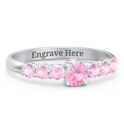 1/4 ct. Round Gemstone Peek-A-Boo Engagement Ring with Side Gemstones in 925 Sterling Silver with Pink Tourmaline