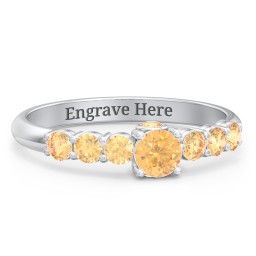 1/4 ct. Round Gemstone Peek-A-Boo Engagement Ring with Side Gemstones in 925 Sterling Silver with Citrine