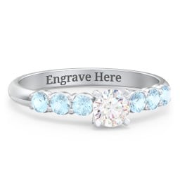 1/3 ct. Round Gemstone Engagement Ring with Side Gemstones