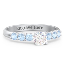 1/3 ct. Round Gemstone Engagement Ring with Side Gemstones