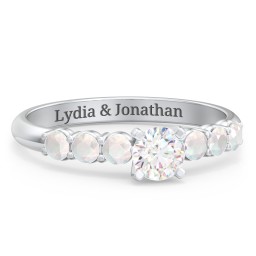 1/3 ct. Round Gemstone Engagement Ring with Side Gemstones
