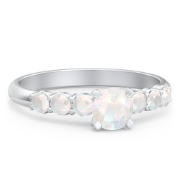 1/2 ct. Round Gemstone Engagement Ring with Side Gemstones