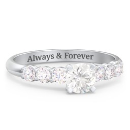 1/2 ct. Round Gemstone Engagement Ring with Side Gemstones