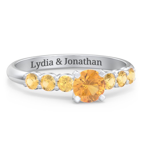 1/2 ct. Round Gemstone Engagement Ring with Side Gemstones