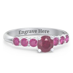 1/2 ct. Round Gemstone Engagement Ring with Side Gemstones in 925 Sterling Silver with Ruby