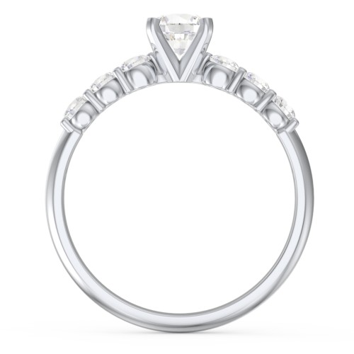 1/2 ct. Round Gemstone Engagement Ring with Side Gemstones – Sterling Silver with Cubic Zirconia