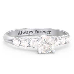 1/2 ct. Round Gemstone Peek-A-Boo Engagement Ring with Side Gemstones