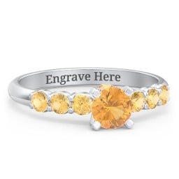 1/2 ct. Round Gemstone Peek-A-Boo Engagement Ring with Side Gemstones