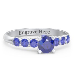 1/2 ct. Round Gemstone Peek-A-Boo Engagement Ring with Side Gemstones