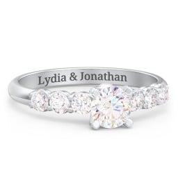 1/2 ct. Round Gemstone Peek-A-Boo Engagement Ring with Side Gemstones