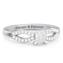 1/4 ct. Princess Gemstone Split Engagement Ring with Accents