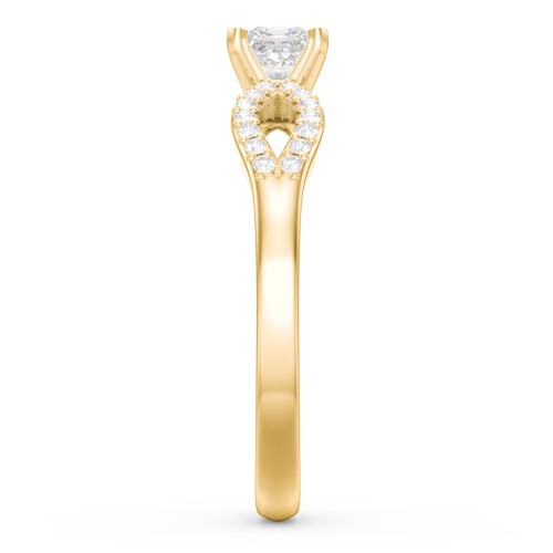 1/4 ct. Princess Gemstone Split Engagement Ring with Accents – 10K Yellow Gold with White Premium Zirconia